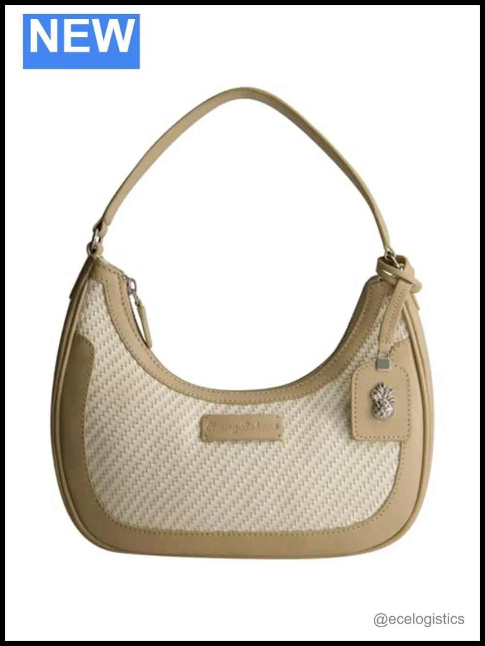 Woven Hobo Bag with Silver Hardware, Polyurethane Cotton Shoulder Purse